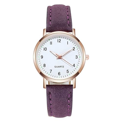 Herren Uhr Damen Uhren Herren Uhr Männer Analog Quarz Art- Weisesportfrau-Edelstahl-Fall-Gürtel-Band-Quarz-Analog-Armbanduhr Damen Sportuhr Schmal Armbanduhr Herren Ziffernblatt Mit (Purple, One Size) von Tonsee Accessoire