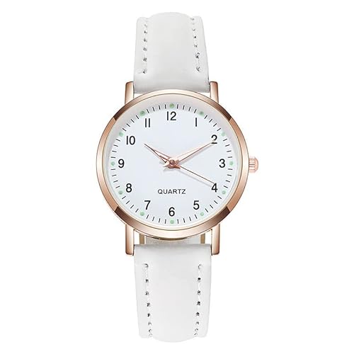 Herren Uhr Damen Uhren Herren Uhr Männer Analog Quarz Art- Weisesportfrau-Edelstahl-Fall-Gürtel-Band-Quarz-Analog-Armbanduhr Damen Sportuhr Schmal Armbanduhr Herren Ziffernblatt Mit (White, One Size) von Tonsee Accessoire