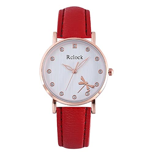 Herrenuhren Damen Analog Quarz Armbanduhr mit Edelstahlarmband Women 's Edelstahl Casing Gürtel Quarz Andockuhr Digitaluhr Damen Wasserdicht Katzenmotiv Für Kinder Schwarz (Red, One Size) von Tonsee Accessoire