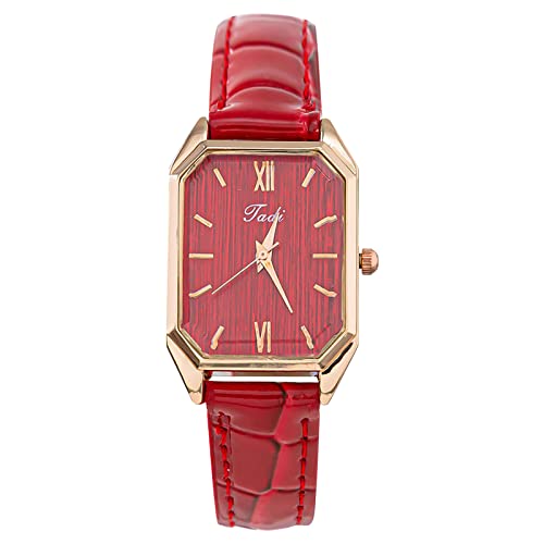 Herrenuhren Damen-Armbanduhr Uhren Einfache Damenuhren Mattierte Gürteluhren Geschenkuhren für Frauen Uhren Modeuhren für Frauen Digitaluhr Damen Und Herren Kinder Armbanduhr Lernen (Red, One Size) von Tonsee Accessoire