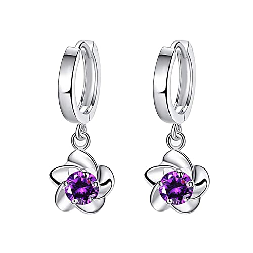 Tonsee Accessoire Jewelry Ohrhänger für Damen aus Edelstahl Blumenohrringe Ohrschnalle Damen Temperament Silberohrringe Silberohrringe Große Silberne Creolen (A-G, One Size) von Tonsee Accessoire