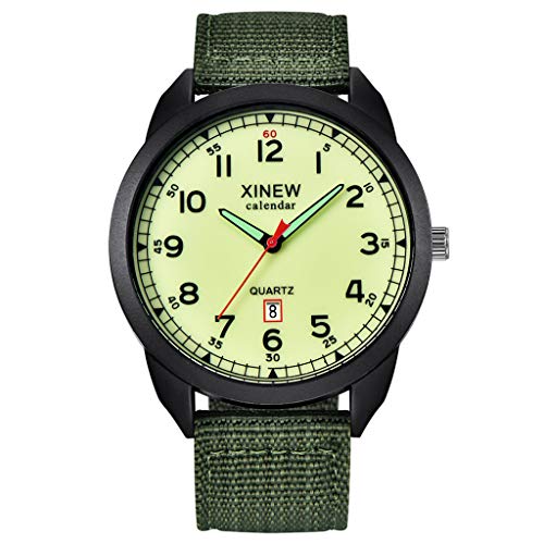 Jungen Analog Quartz Uhr mit Canvas Armband Einfaches Kalenderzifferblatt für Herren mit Quarzarmband aus Nylon Leuchtende Outdoor-Uhr Herrenuhr Armbanduhren Für Noten (1-D, One Size) von Tonsee Accessoire