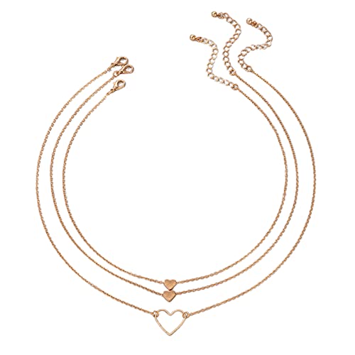 Tonsee Accessoire Legierungs-Ketten-Liebes-mehrschichtige Halskette für Mädchen-Frauen-Freunde-Entfernungs-Geburtstags-Geschenke Anhänger Katze Silber (Gold-D, One Size) von Tonsee Accessoire