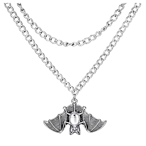 Mehrschichtige Halloween-Fledermaus-Halskette für Mädchen, Frauen, Freunde, Distanz, Geburtstagsgeschenke Halskette Hand Der (Silver #3, One Size) von Tonsee Accessoire