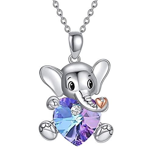 Necklaces aus Stainless Steel Elefant Personalisieren Liebe Herz Halskette Für Frauen Halskette Halskette Memorial Anhänger Schmuck Geschenk Silberkette 90 Cm Ohne Anhänger (Purple, One Size) von Tonsee Accessoire