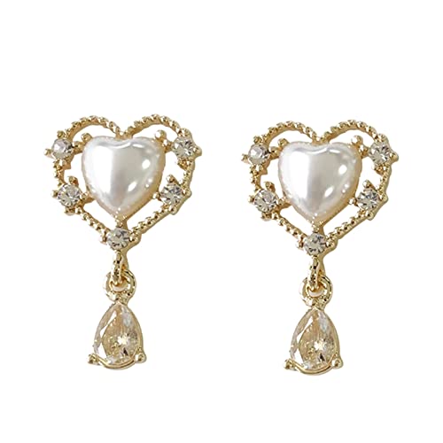 Ohrringe Damen Klassische Französisch Stil Ohrringe Clip Retro Ohrringe Liebevolles Temperament Zirkon Ohrringe Weiblicher Schmuck Für Frauen Und Mädchen Durchdringende Ohrstecker (Gold #1, One Size) von Tonsee Accessoire