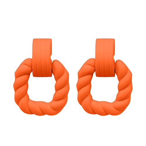 Tonsee Accessoire Ohrringe Damen Ohrstecker Rechteckige Ohrringe für Frauen Quadratische Acrylohrringe Geometrische Statement-Ohrringe Magentafarbene Ohrringe (Orange, One Size) von Tonsee Accessoire