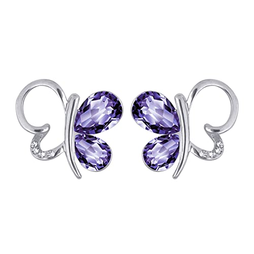 Tonsee Accessoire Ohrringe Damen Ohrstecker Schmetterlings-geometrische Kristallschmuck-Ohrringe Premium-grüne Blatt-Ohrringe Bar Piercing Ohrringe (Purple, One Size) von Tonsee Accessoire