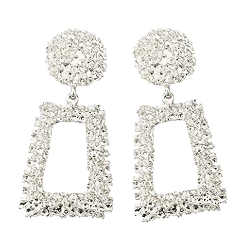 Tonsee Accessoire Ohrringe Damen Ohrstecker Statement-Tropfen-Ohrringe Große Metall-Rechteck-Geometrie-Ohrringe Silber-Gold für Frauen-Mädchen Ohrringe Graue Perle (Silver #4, One Size) von Tonsee Accessoire