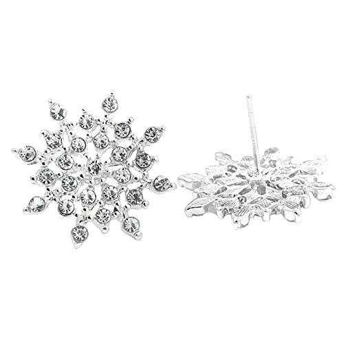 Ohrringe Damen Ohrstecker Weihnachten Temperament Intarsien Schneeflocke Ohrringe Zirkonia Winter Schneeflocken Elegante Ohrringe Starstruck Doppelte Ohrringe Kugel Silber (Silver-3, One Size) von Tonsee Accessoire