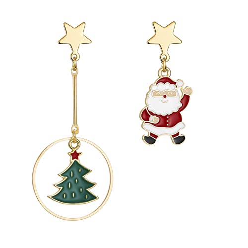 Tonsee Accessoire Ohrringe Damen Ohrstecker Weihnachtsmann-Dekoration Weihnachtsglocke fünfeckiger Ohrring Weihnachtsbaum asymmetrische Ohrringe Frauen für Frauen Ohrhänger Aus Leder (B-B, One Size) von Tonsee Accessoire