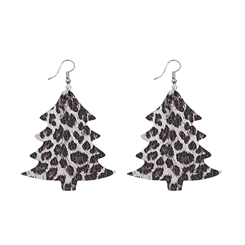 Ohrringe Stern Ohrhänger Weihnachten New Santa Doppelseitig Bedruckte Lederohrringe Leopardenmuster Weihnachtsbaum Ohrringe Ohrringe Set Damen Silber (A-9, One Size) von Tonsee Accessoire