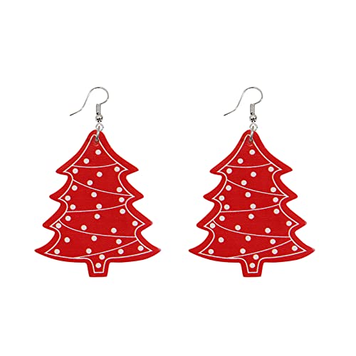 Ohrringe Stern Ohrhänger Weihnachten New Santa Doppelseitig Bedruckte Lederohrringe Leopardenmuster Weihnachtsbaum Ohrringe Ohrringe Set Damen Silber (C-9, One Size) von Tonsee Accessoire