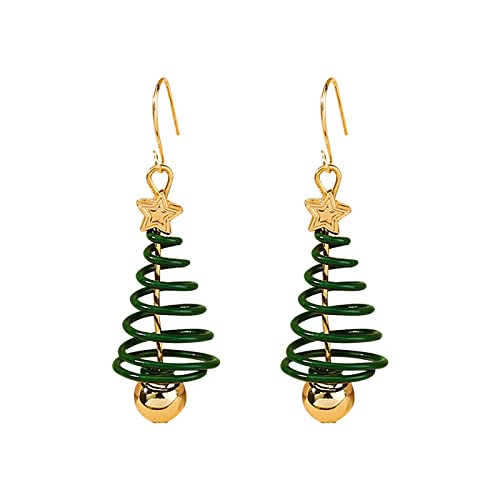 Ohrringe Stern Ohrhänger Weihnachtsschmuck Herbst und Winter Grüne Spirale Weihnachtsbaum Mode Persönlichkeit Ohrring Geschenk Ohrringe Set Damen Silber (Gold-1, One Size) von Tonsee Accessoire