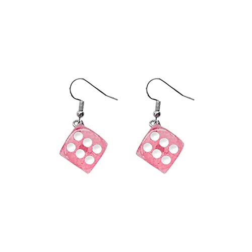 Ohrringe für Damen Persönlichkeit Lustige Acryl 3D Würfel Anhänger Tropfen Ohrringe Bar Party Schmuck Bonbonfarben Harz Würfel Ohrringe Ohrringe Nickelfrei Silber Stecker (Pink, One Size) von Tonsee Accessoire