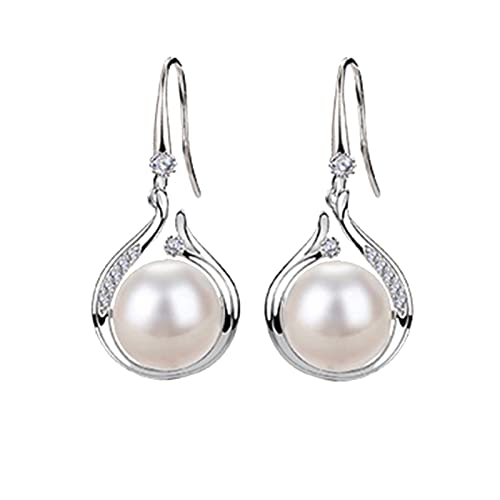 Ohrringe für Damen Schmuck Geschenk Große Perlen-Strass-Ohrringe dünne baumelnde Silber-Perlen-elegante Strass-Ohrringe, die Frauen-Schmucksache-Perlen-Ohrringe für Frauen (C-Silver, One Size) von Tonsee Accessoire