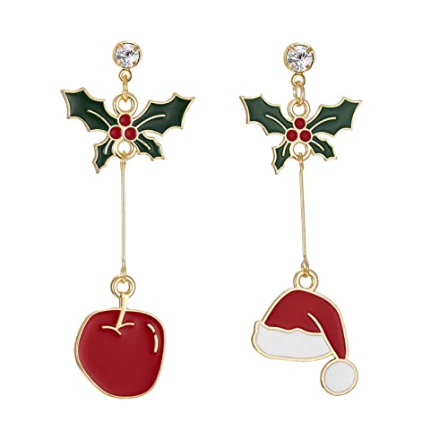 Ohrringe für Frauen Weihnachten Weihnachtsmann-Dekoration Weihnachtsglocke fünfeckiger Ohrring Weihnachtsbaum asymmetrische Ohrringe Frauen für Frauen Himmlische Ohrringe (A-A, One Size) von Tonsee Accessoire