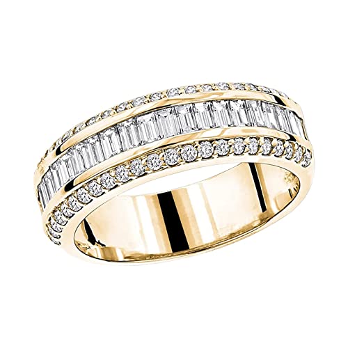 Ordner Blau 4 Ringe Gold Triple Strass Ringe Frauen Mode Voller Zirkon Ring Damen Schmuck Ringe Für Frauen Größe 5 11 Ringe Herren Breit (Gold, 9) von Tonsee Accessoire
