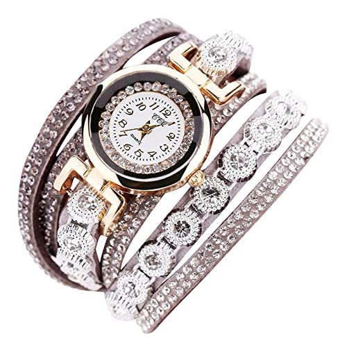 Quarz Uhr für Herren Damen Analog Quarz Uhr Casual Analog Quarz Damenuhr Armbanduhr Samtband mit Diamantwicklung Armbanduhr für Damen Damen Digitaluhr Wasserdicht Armbanduhr Breit (Grey, One Size) von Tonsee Accessoire