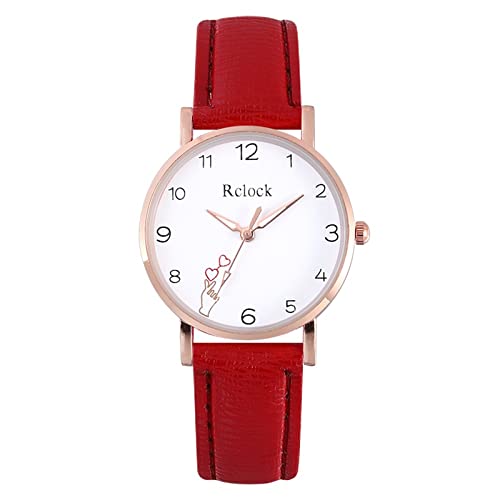 Quarz Uhr für Herren Unisex Analog Quarz Uhr Art- Weisesportfrau-Edelstahl-Fall-Gürtel-Band-Quarz-Analog-Armbanduhr Armbanduhr Breit Herren Wickelarmband Für Damen Ohne Batterie (Red, One Size) von Tonsee Accessoire