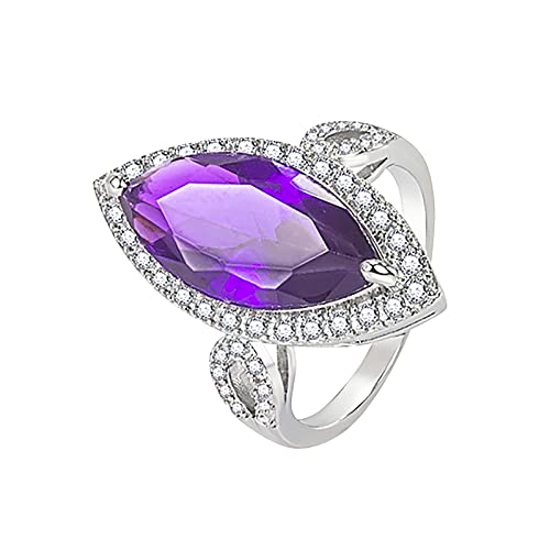 Ring Edelstahl Damen Ringe Amethyst und Diamantring für Damen Modeschmuck beliebte Accessoires Dick Rings (Purple, 8) von Tonsee Accessoire