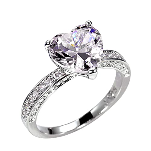 Ringbox Für 2 Ringe Liebes-Herz-Zirkonia-Ring-Verlobungs-Ehering der Art- und Weisefrauen Ringe Damen Echt (Silver, 6) von Tonsee Accessoire