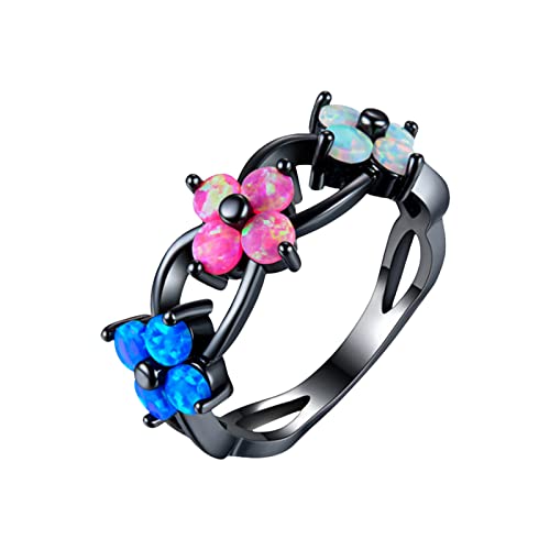 Tonsee Accessoire Ringelblumensamen Vintage Exquisite Damen Ring Opal Zirkon Ring Ehering Schmuck Geschenke Herren Ringe (Black, 7) von Tonsee Accessoire