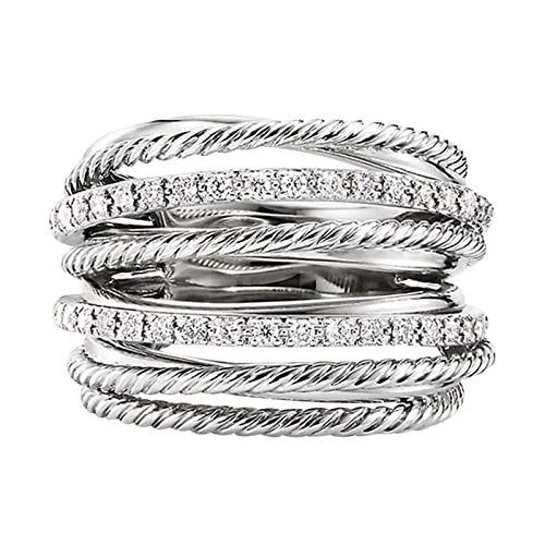 Tonsee Accessoire Ringer Pokal Verlobungs-Rundschliff-Zirkon-Frauen-Hochzeits-Ring-Schmuck-Ringe für Frauen-voller -Damen-Ring Ringelbadeanzug Herren (White, 10) von Tonsee Accessoire