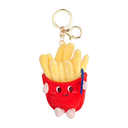 Schlüsselanhänger Auto Hamburger Pommes süßes Brot Plüsch Rucksack Anhänger Schlüsselanhänger Spielzeugpuppe Mini Machine Dolls Schlüsselanhänger Damen Schlüsselanhänger Mit Namen (A, A) von Tonsee Accessoire