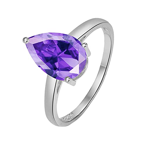 Tonsee Accessoire Spiele Der Ringe Exquisiter minimalistischer -Amethyst in Tropfenform Ring Damen Schmuck Geschenk Freundschaft Ringe Paar (Purple, 10) von Tonsee Accessoire