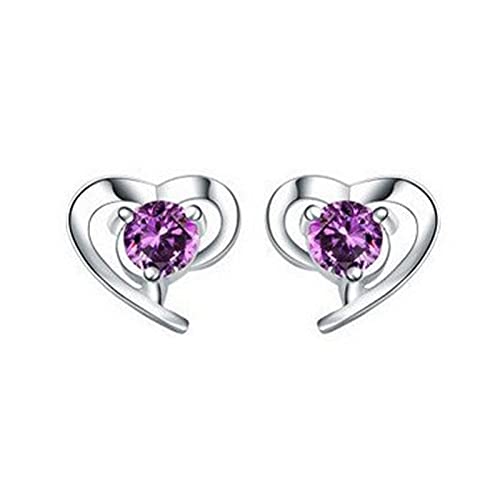 Stern Ohrstecker Ohrringe für Frauen Silber versilbert Herzförmige Ohrstecker Ohrstecker Temperament Licht Luxus Creolen Schmuck für Frauen und Mädchen Ohrringe 50 (B-Purple, One Size) von Tonsee Accessoire