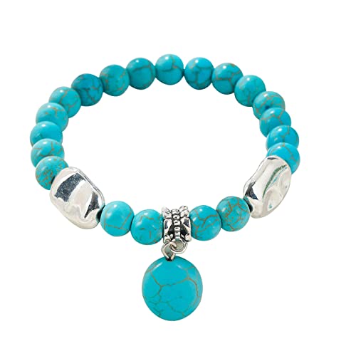 Tonsee Accessoire Armbänder Damen Perlen Damen Armband Set Boho Ethnic Vintage Türkis Armband für Frauen Uhr Herren Lederarmband (B-C, One Size) von Tonsee Accessoire