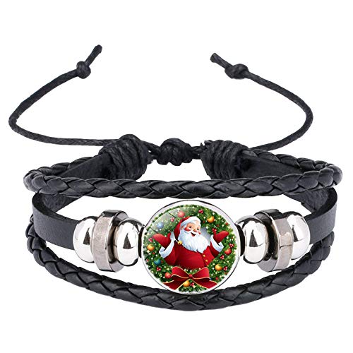 Tonsee Accessoire Armband Elastisch Weihnachtsgeschenk Armband Schmuck Leder Mode Geschenk Urlaub Weihnachten Armband Armbänder Armbänder Cool (a-Black, One Size) von Tonsee Accessoire