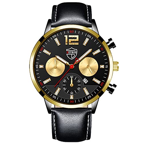 Tonsee Accessoire Armbanduhr Breit Herren Nickelfrei Herren Uhren Gelegenheitsuhr aus Leder Anromat Einer Quarzuhr für Männer Herren Armbanduhr Mechanisch (B-E, One Size) von Tonsee Accessoire