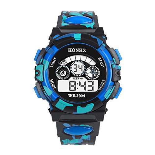 Tonsee Accessoire Armbanduhr Mädchen Mini Sportkind im Freienuhren wasserdichte Multifunktionsuhr Elektronische Kinder-/Jungen-Kinderuhr Ansehen Für Kinder Lernen (Blue, One Size) von Tonsee Accessoire