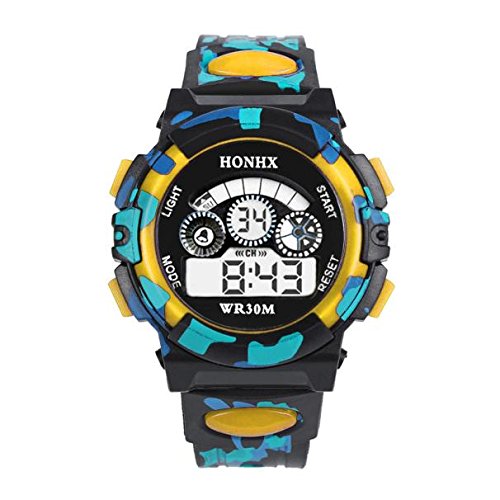 Tonsee Accessoire Armbanduhr Mädchen Mini Sportkind im Freienuhren wasserdichte Multifunktionsuhr Elektronische Kinder-/Jungen-Kinderuhr Ansehen Für Kinder Lernen (Yellow, One Size) von Tonsee Accessoire