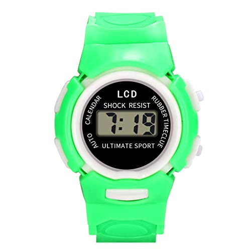 Tonsee Accessoire Armbanduhr für Kinder Kinder-Sport-Uhr elektronische Mädchen-analoge wasserdichte Handgelenk-LED-Digital-Kinderuhr Sportuhr Modern (Green, One Size) von Tonsee Accessoire