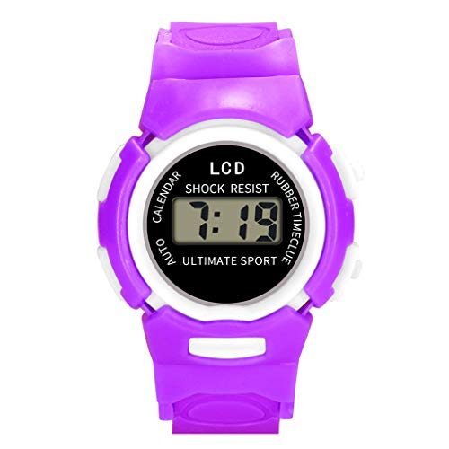 Tonsee Accessoire Armbanduhr für Kinder Kinder-Sport-Uhr elektronische Mädchen-analoge wasserdichte Handgelenk-LED-Digital-Kinderuhr Sportuhr Modern (Purple, One Size) von Tonsee Accessoire