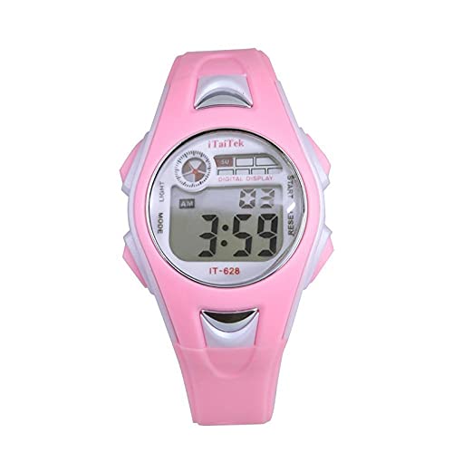 Tonsee Accessoire Armbanduhren Retro Handgelenk-Digital-Rosa-Sport-Mädchen-Jungen-Kinder, die wasserdichte Uhr-Kinderuhr Schwimmen Intelligente Kinderuhr Lederarmband (Pink, One Size) von Tonsee Accessoire