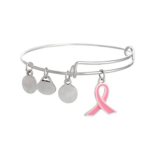 Tonsee Accessoire Brustkrebs-Bewusstsein, süße Pflege rund um die Brust, Zubehör, handgefertigt, Silber, verstellbares Armband für Frauen Armband Uhr Digital (Silver, One Size) von Tonsee Accessoire