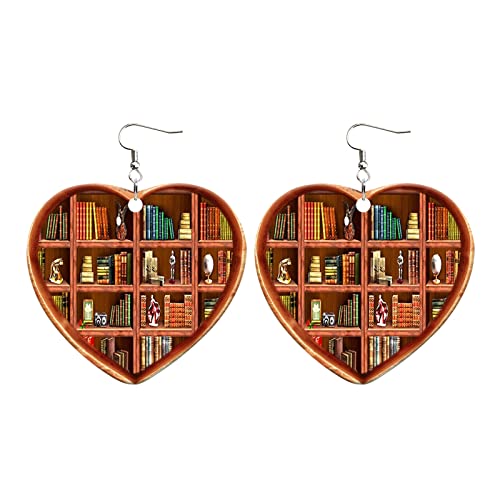 Tonsee Accessoire Creativity Ohrringe Buchliebhaber herzförmige Bücherregal Ohrringe Acryl Ornament ene Diamantohrringe Für Männer (Black-4, One Size) von Tonsee Accessoire