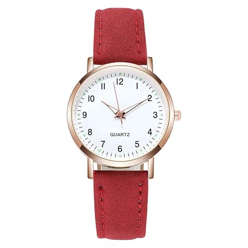 Tonsee Accessoire Damen Analog Quarz Armbanduhr mit Edelstahlarmband Art- und Weisesportfrau-Edelstahl-Fall-Gürtel-Band-Quarz-Analog-Armbanduhr Damen Digitaluhr Glitzer (Red #2, One Size) von Tonsee Accessoire