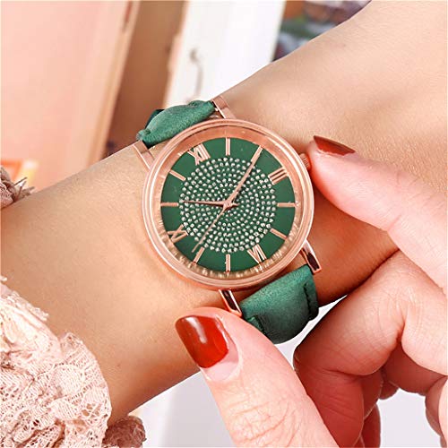 Tonsee Accessoire Damen Analog Quarz Armbanduhr mit Edelstahlarmband Luxusuhren in Edelstahl Freizeituhr Dial Steel Quarz Uhr Damenuhr Damen Digitaluhr Wasserdicht Fitness (D-Green, One Size) von Tonsee Accessoire