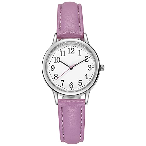 Tonsee Accessoire Damen Armbanduhr Analog Quarz Uhr Dialoguhr Damenmode Geschenke Quarz aus Leder minimalistisch schlanke Uhr Damenuhr Armbanduhr Magnetverschluss (Purple, One Size) von Tonsee Accessoire