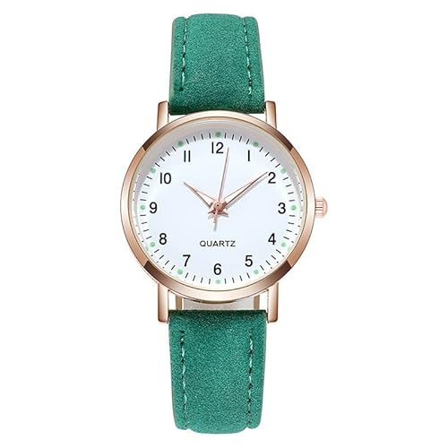 Tonsee Accessoire Damen-Armbanduhr Art- und Weisesportfrau-Edelstahl-Fall-Gürtel-Band-Quarz-Analog-Armbanduhr Damen Digitaluhr Leder (Green, One Size) von Tonsee Accessoire