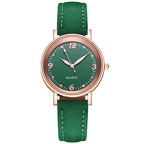 Tonsee Accessoire Damen Armbanduhren Art- und Weisesport-Männer Edelstahl-Kasten-Gürtel-Band-Quarz-analoge Armbanduhr Digitaluhr Damen Leder (Green, One Size) von Tonsee Accessoire