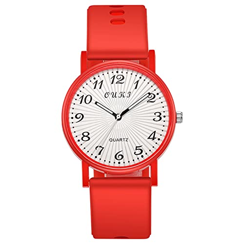 Tonsee Accessoire Damen Digitaluhr Wasserdicht Kautschukband Quarzuhr Uhr Geburtstag Sport Casual Damen Uhr Mädchen Damen Geschenk Damenuhr Damen Retro Armbanduhr (Red, One Size) von Tonsee Accessoire