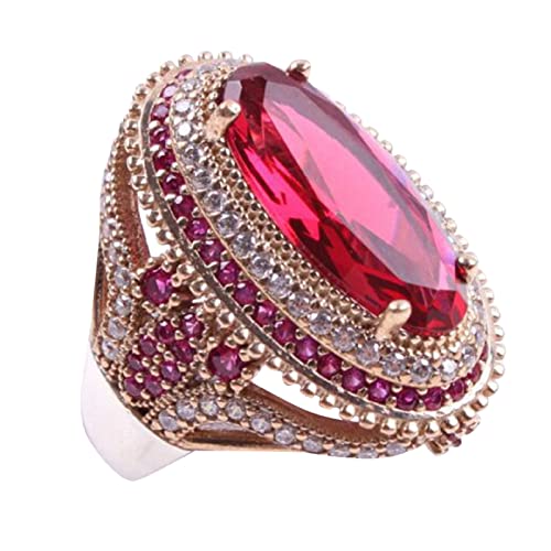 Tonsee Accessoire Damen Echtschmuck Ring Edelstahl Doppelte Farbe Rot Big Diamond Ring Hochzeit Ring Geometrie Ringe Größe 6 10 E Girl Rings (Rose Gold, 9) von Tonsee Accessoire
