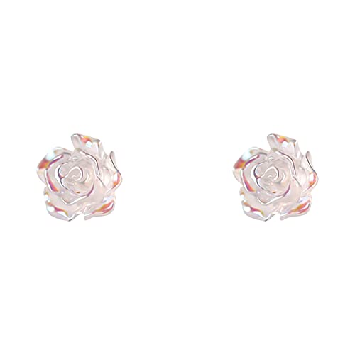 Tonsee Accessoire Damen Edelstahl Ohrringe 925 Sterling Silber Ohrstecker Nette Ohrstecker Für Frauen Mädchen Weiße Rose Schmuck Geschenk Sechseckige Ohrringe (Gold-5, One Size) von Tonsee Accessoire