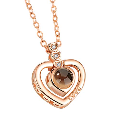 Tonsee Accessoire Damen Halsketten Liebe Erinnerung Geschenk Valentinstag Halskette Tag Projektion Neu 100 Sie Sprachen I Halsketten Anhänger Schütze Halskette (Rose Gold, One Size) von Tonsee Accessoire